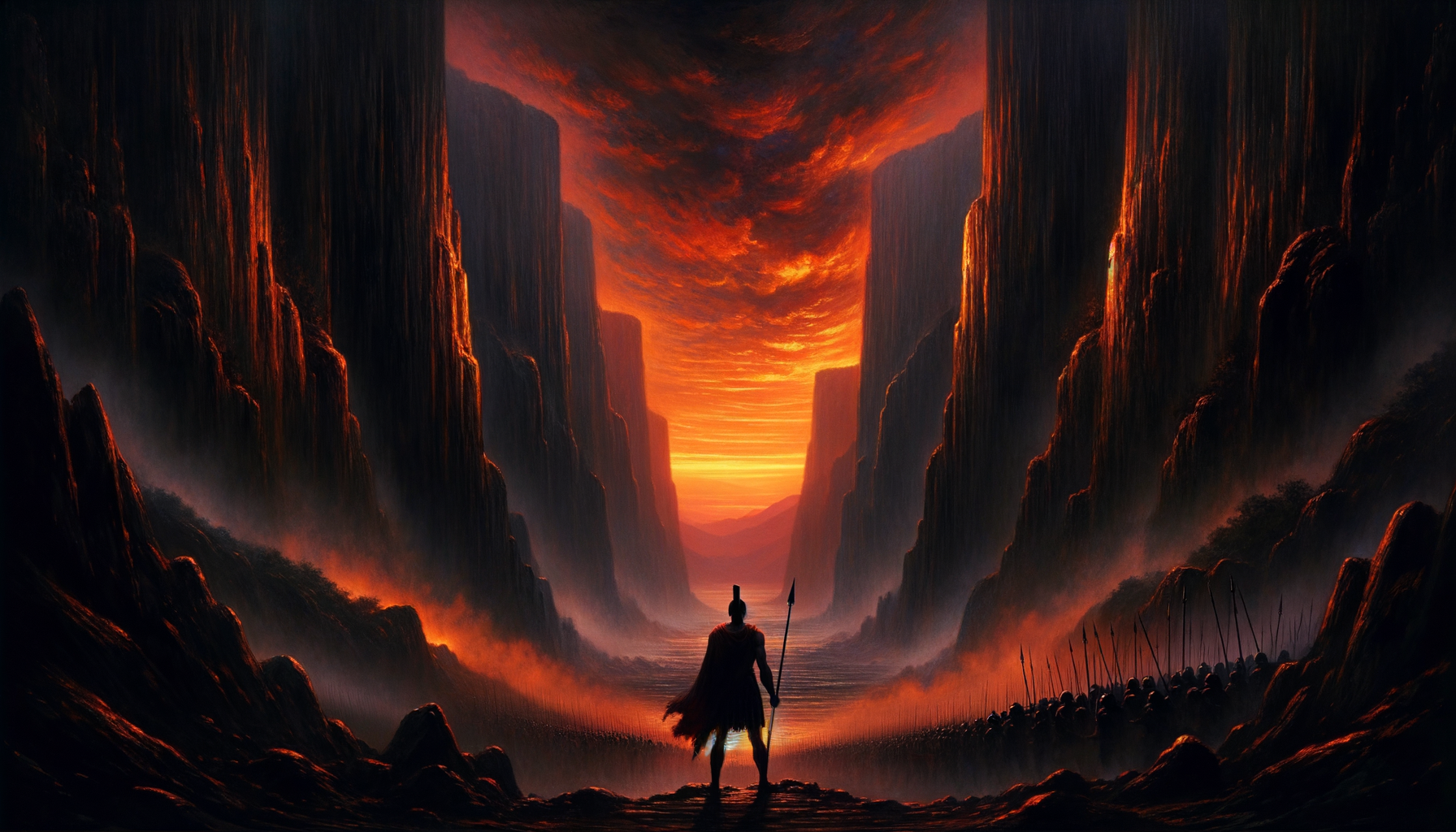 A lone warrior at the entrance to the Hot Gates at Thermopylae